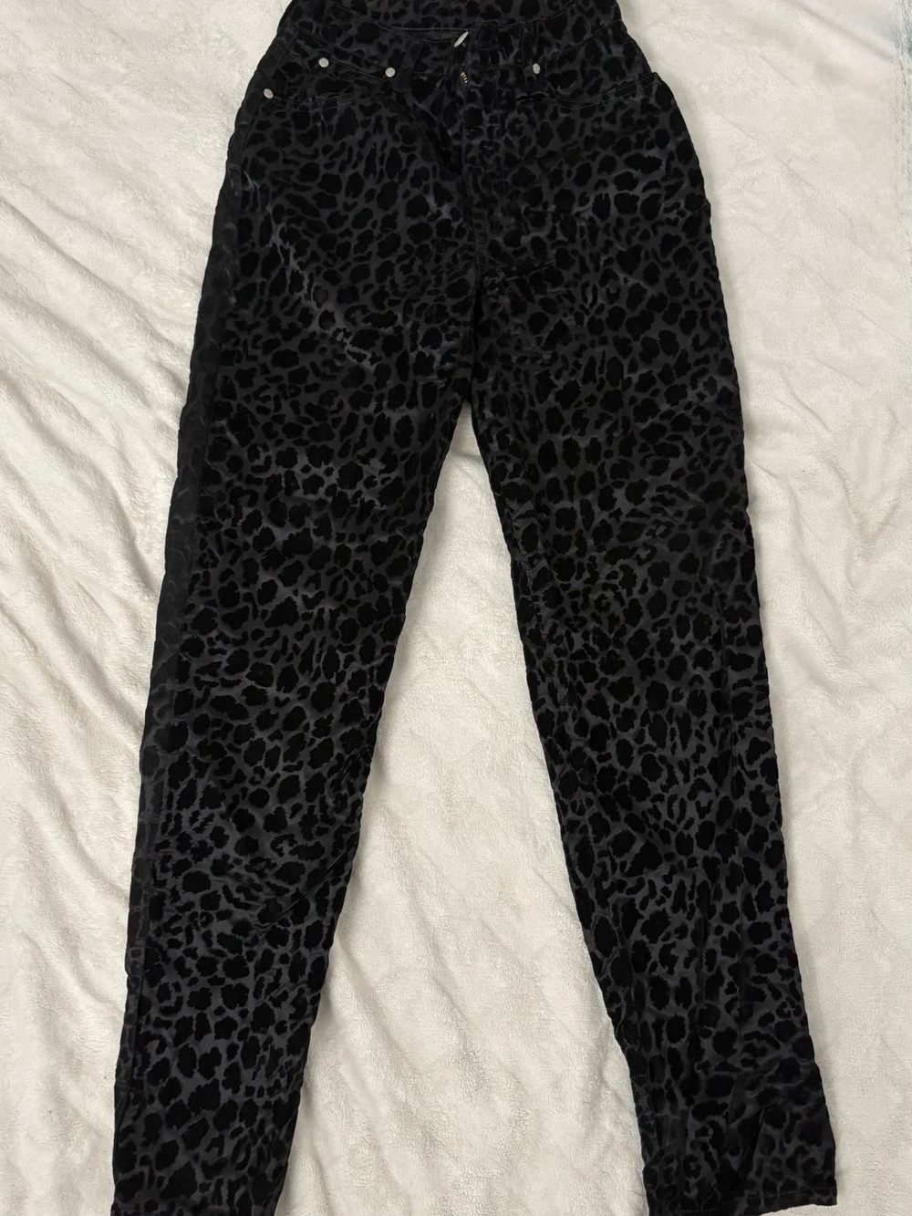 Black Cheetah Print Velvet Pants